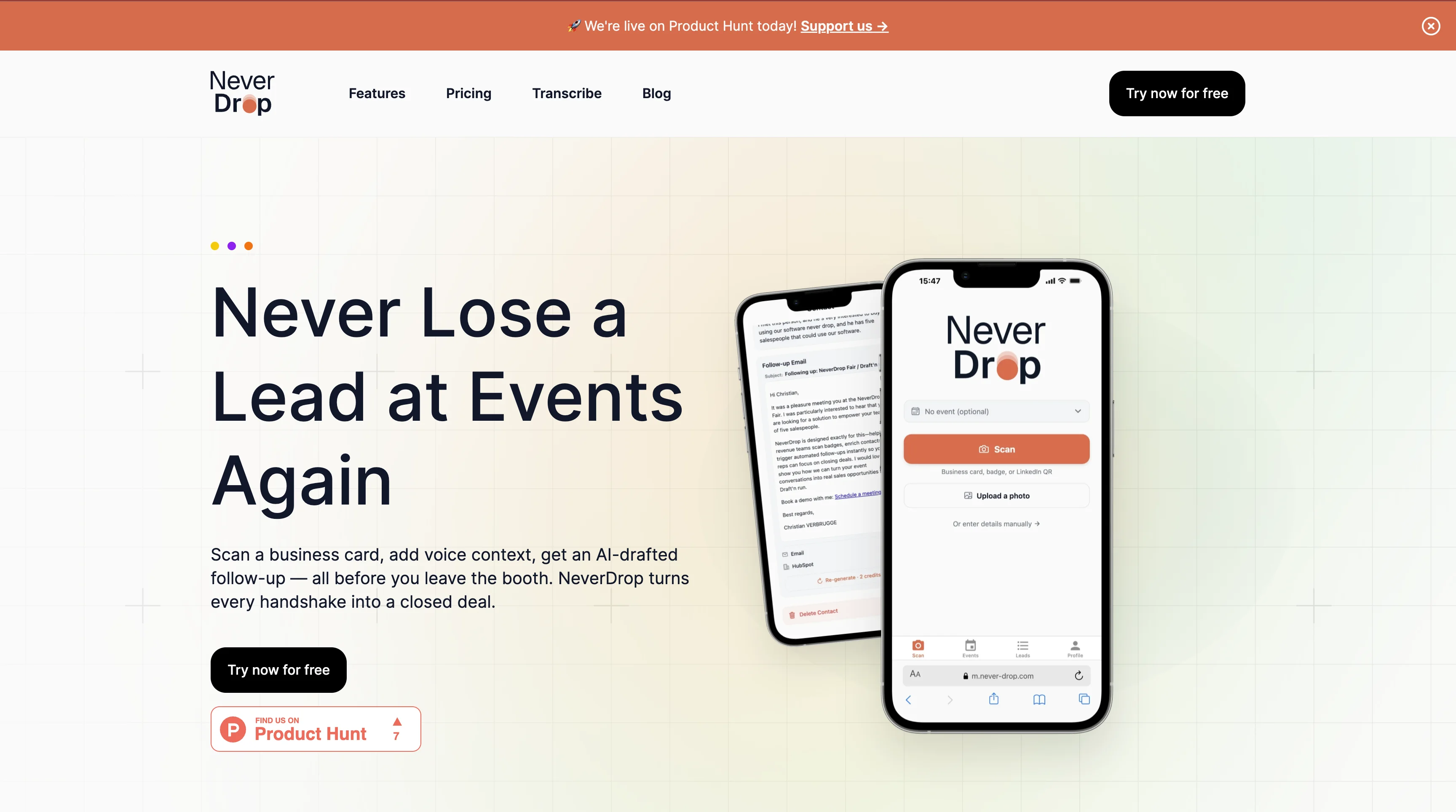NeverDrop — Never Lose a Lead at Events Again